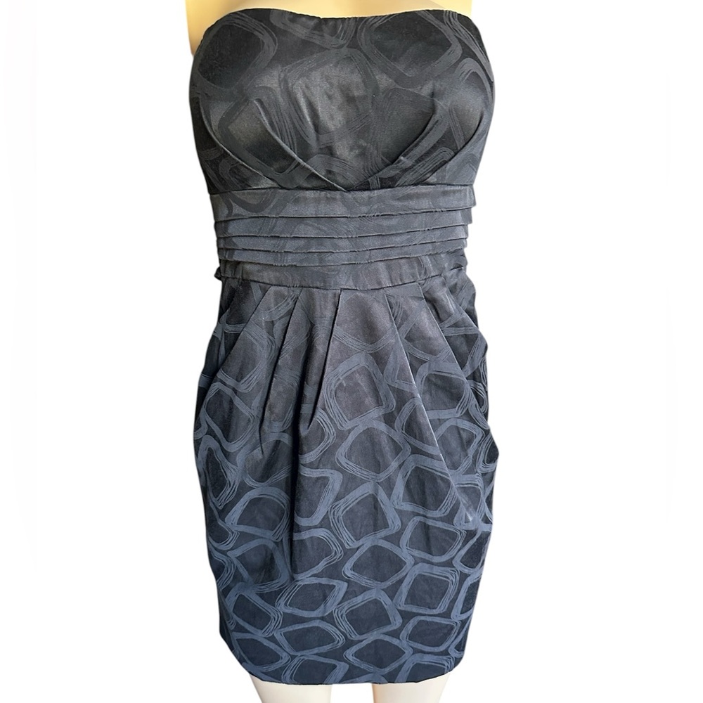 Snap Juniors Black Strapless Mini Cocktail Evening Party Dress with Bow Tie